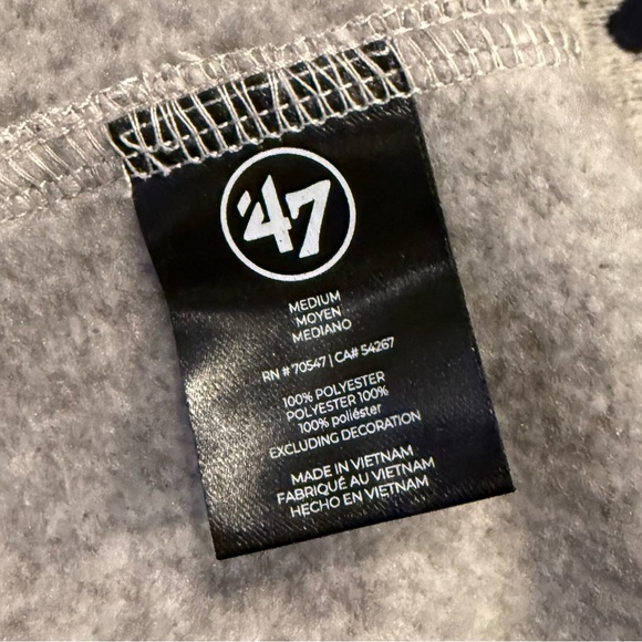 ’47 Brand New York Yankees Gray Quarter Zip Pullover Sweatshirt Men’s Medium - Picture 7 of 8